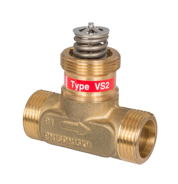 Danfoss VS2 DN15 dvieigis vožtuvas – žalvarinis vožtuvas su spyruokliniu mechanizmu